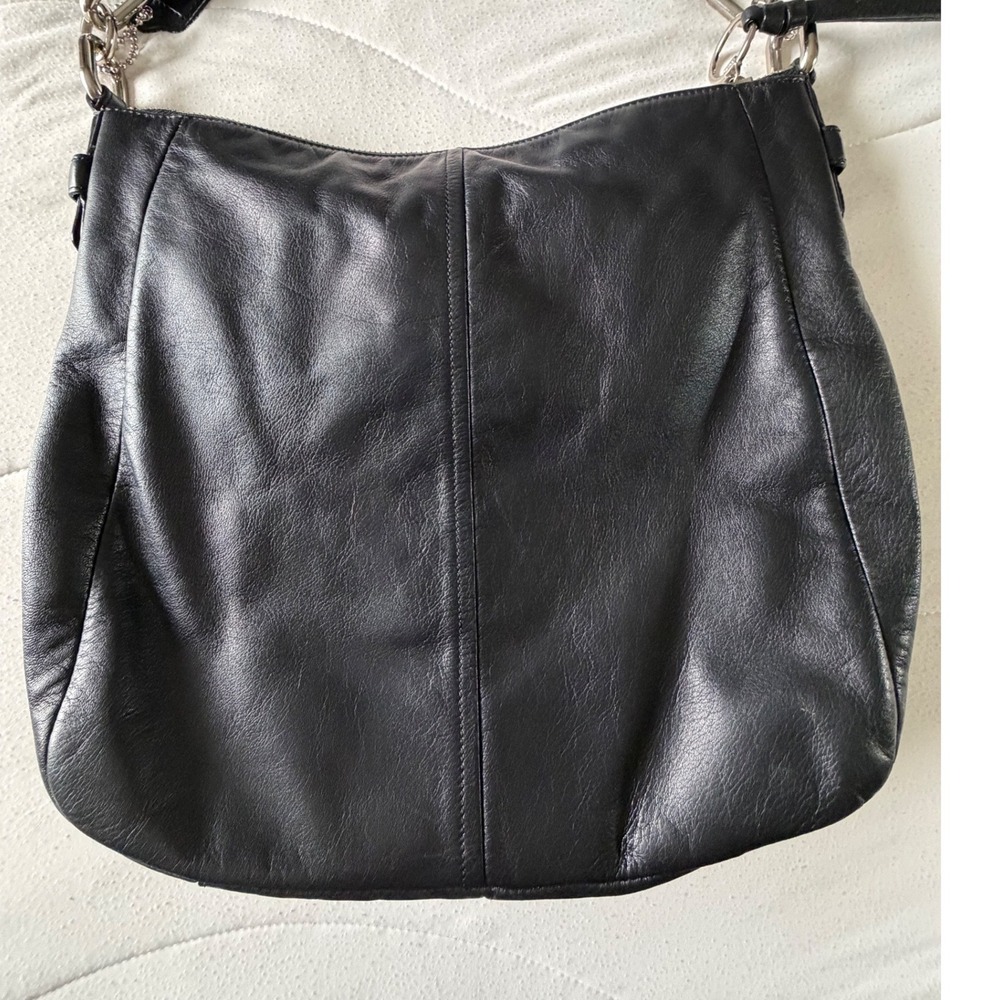 Coach Chelsea Black Leather Hobo Shoulder Bag Turnlock Silver Hardware 17816 - Picture 10 of 13
